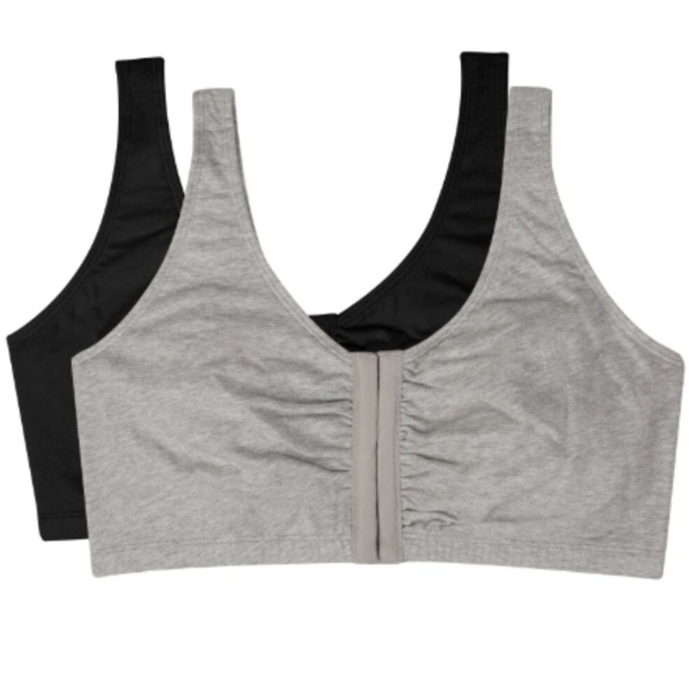 Fruit of The Loom Women's Comfort Front Close Cotton Sports Bra, 2 Pack (36)